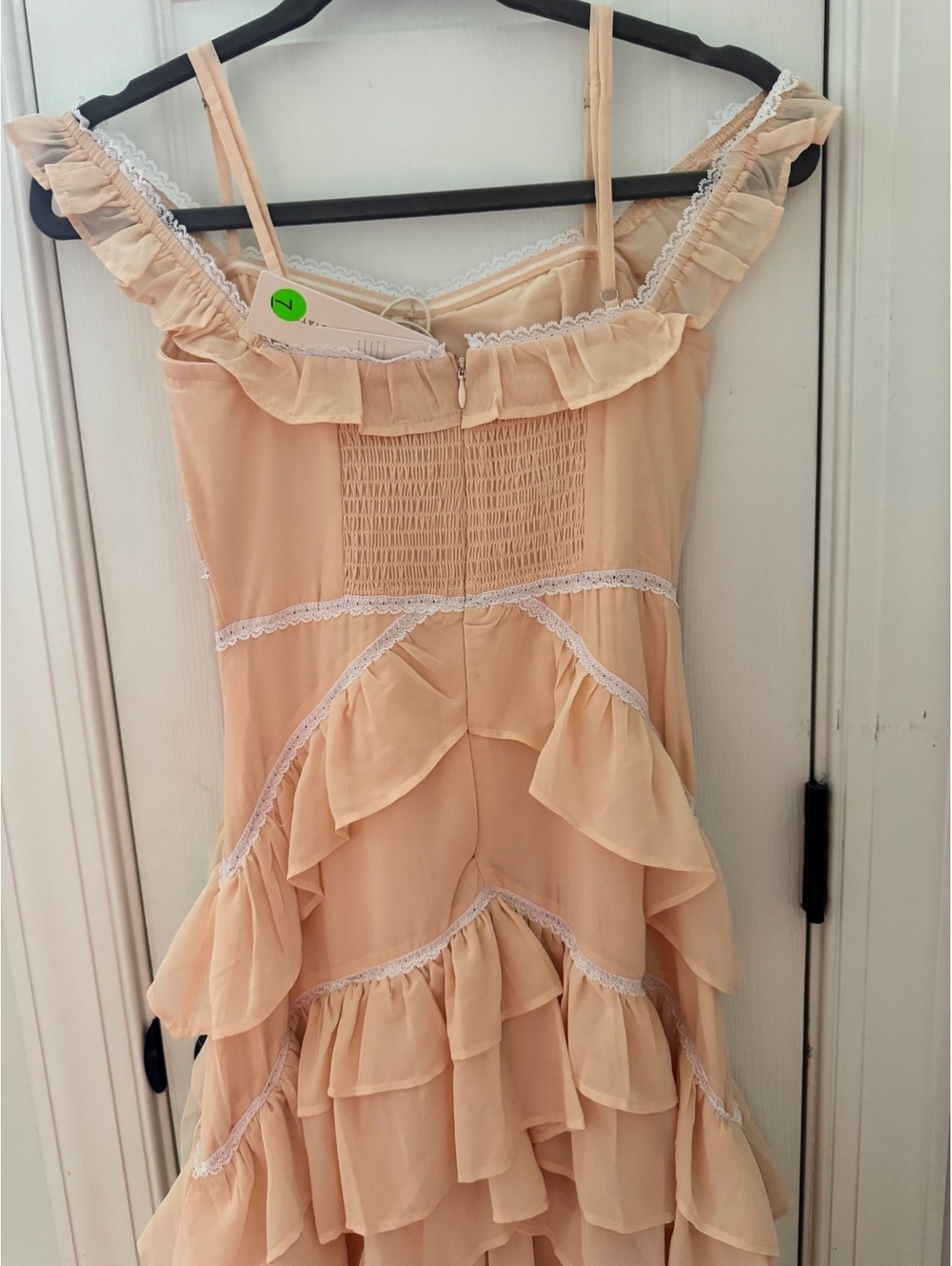 Altar’d State Peach Ruffled Maxi Dress with Lace Trim - Picture 6 of 8
